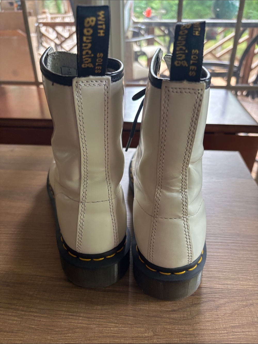 These are white Dr. Martens 1460 smooth leather combat boots. - Picture 5 of 7